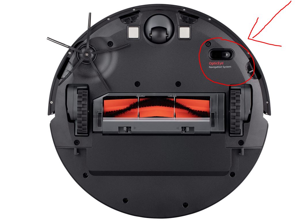 Roborock E5 Saugroboter Unterseite Sensorik