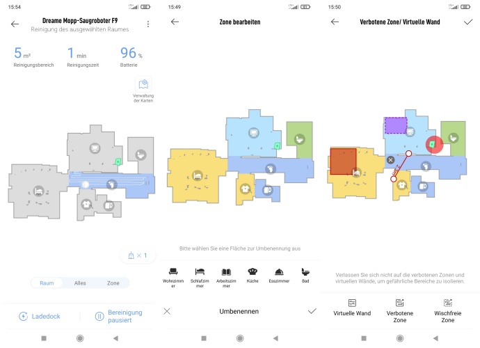 Dreame F9 Saugroboter Xiaomi Home App Live-Mapping selektive Raumeinteilung