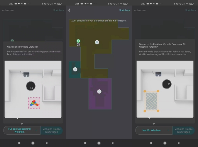 Yeedi vac max Saugroboter Live-Mapping App Sperrzonen einrichten virtuelle Waende