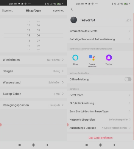 Tesvor S4 Saugroboter App Arbeitszeiten festlegen einplanen Sprachsteuerung Einstellungen