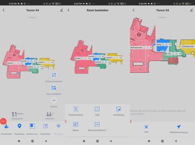 Tesvor S4 Saugroboter App Mapping selektive Raumeinteilung