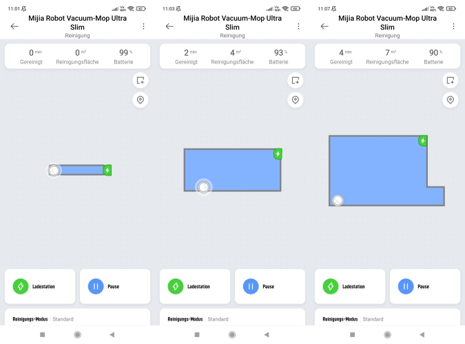 Xiaomi Mijia Ultra Slim Thin Saugroboter Home App Live-Mapping Kartendarstellung Beginn