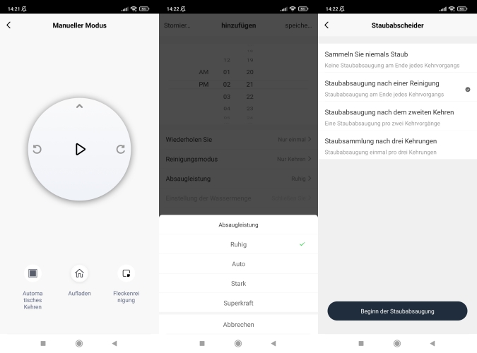 Laresar L6 Pro Saugroboter Laresmart App Einstellungen Absaugstation virtuelle Fernbedienung
