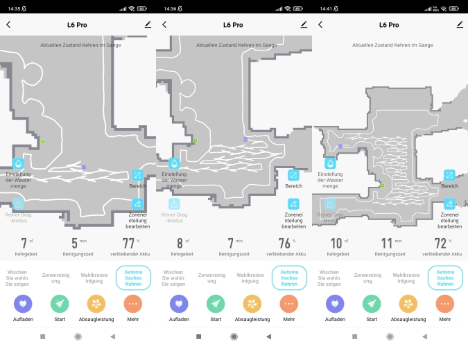 Laresar L6 Pro Saugroboter Laresmart App Live-Mapping Wischfunktion Y-Modus eingestellt