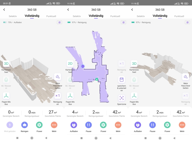 360 S8 Saugroboter App 360Robot Live-Mapping 3D-Kartendarstellung