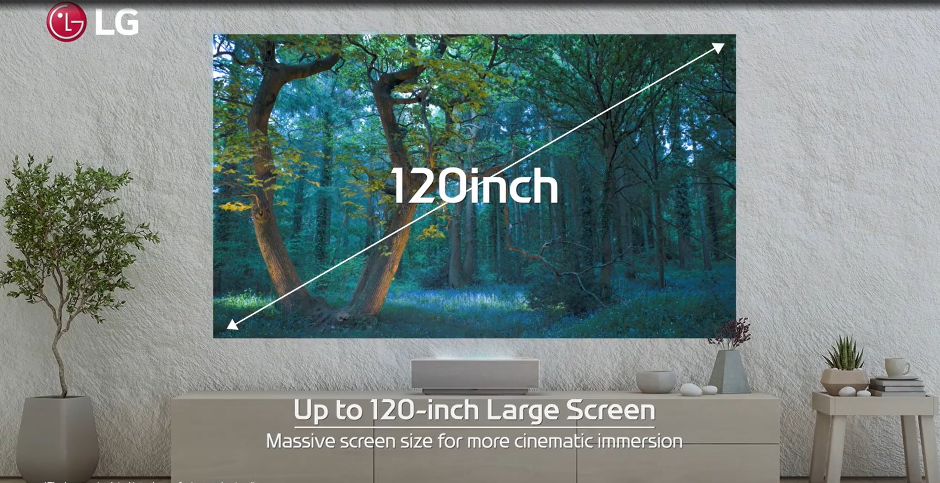 LG CineBeam HU715QW Kurzdistanz-Laserprojektor mit 4K und 120 Zoll Projektionsfläche