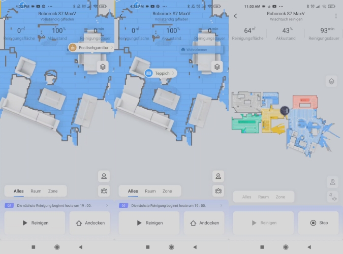 Roborock S7 MaxV Saugroboter Test App selektive Raumeinteilung Erkennung von Möbelstücken Möbeln