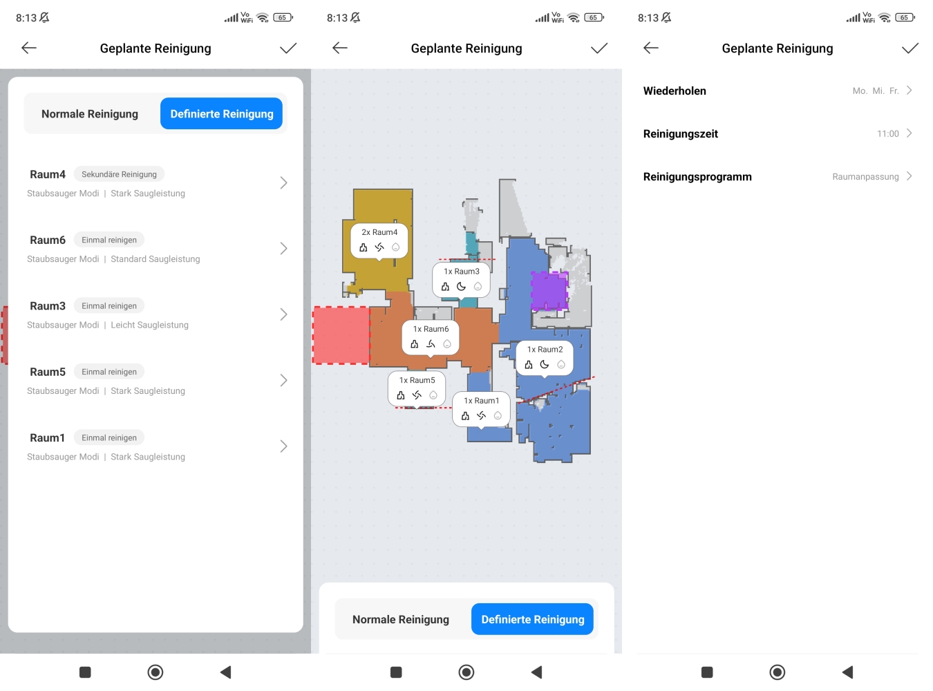 Xiaomi Mi Robot Vacuum Mop 2S Saugroboter App selektive Raumeinteilung Arbeitszeiten einplanen