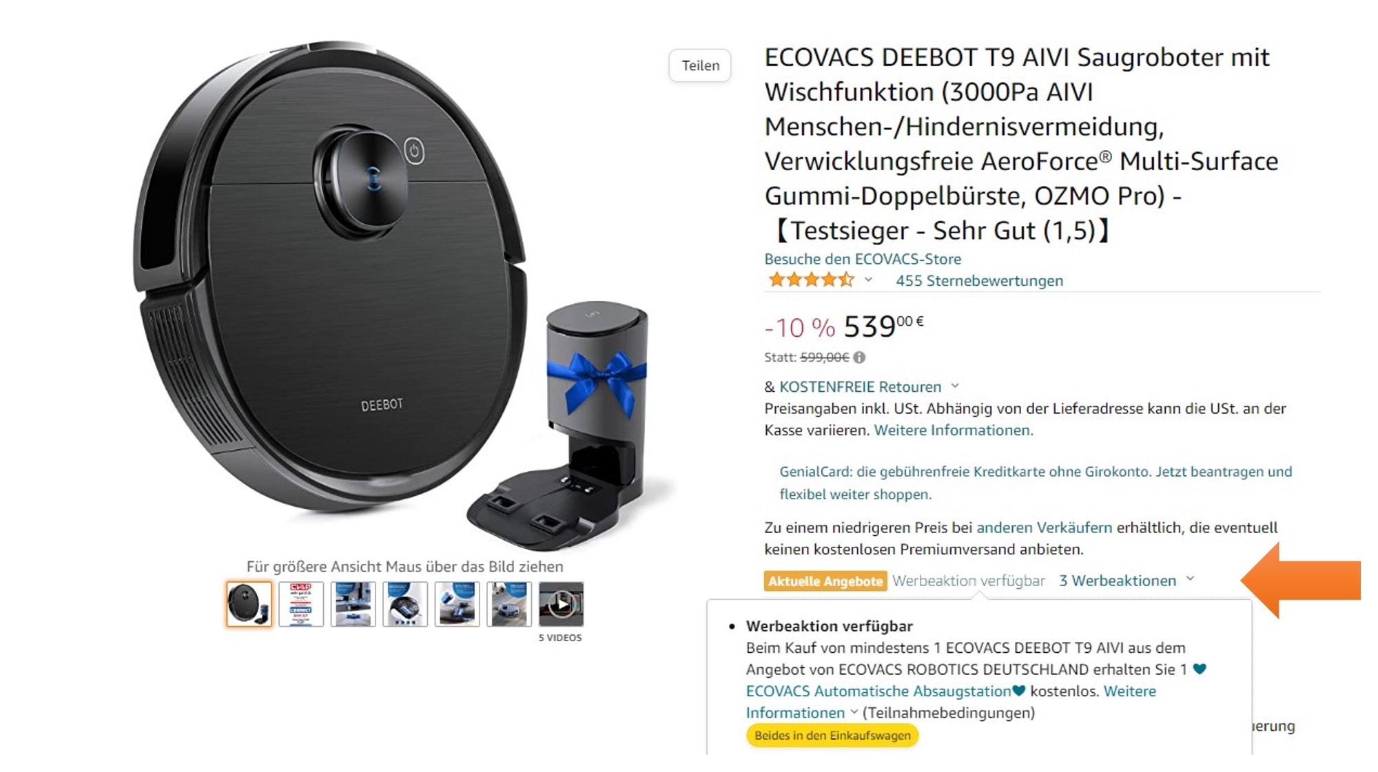 Ecovacs T9 AIVI mit Absaugstation bei Amazon im Angebot