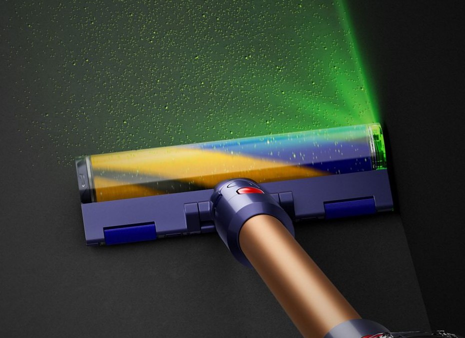 Dyson Gen5detect grüner Lichtstrahl macht Staub besser sichtba