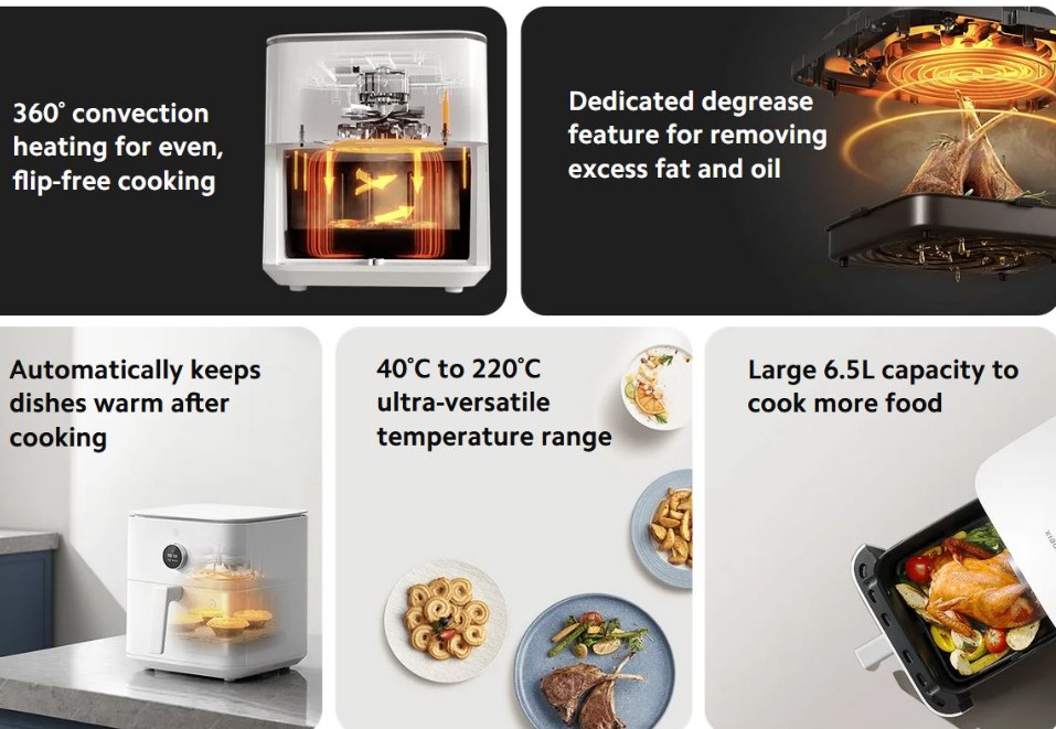 Xiaomi Smart Air Freyer frittiert mit bis zu 220 Grad Celsius